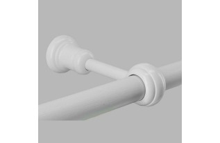 Tringle à rideaux en bois complet 35 mm blanc longueur 150 cm