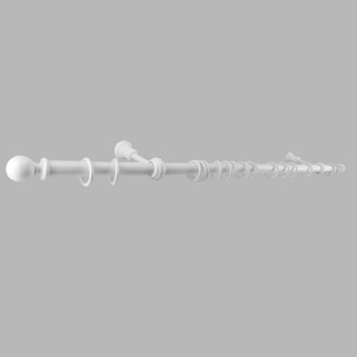 Complete wooden curtain rod 35 mm white length 150 cm