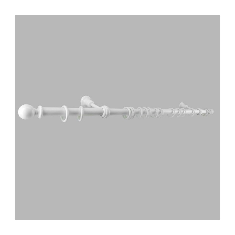 Tringle à rideaux en bois complet 35 mm blanc longueur 150 cm Tringle à rideaux en bois complet 35 mm blanc longueur 150 cm