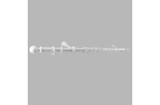 Tringle à rideaux en bois complet 35 mm blanc longueur 150 cm