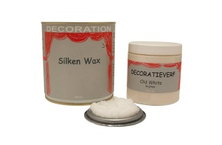 Alt-tekst hoofdafbeelding: Metalen mengpot Silken Wax 400 ml met Decoration Paint 250 ml in 27 kleuren