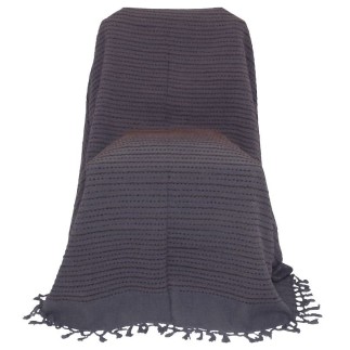 Grand Foulard Aged Grey with Woven Brown Thread – Soft Country Atmosphere (220 × 270 cm)