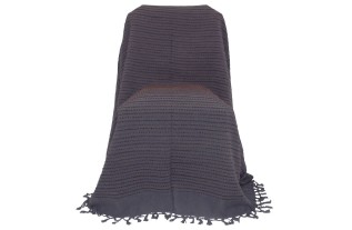 Grand Foulard Aged Grey with Woven Brown Thread – Soft Country Atmosphere (220 × 270 cm)