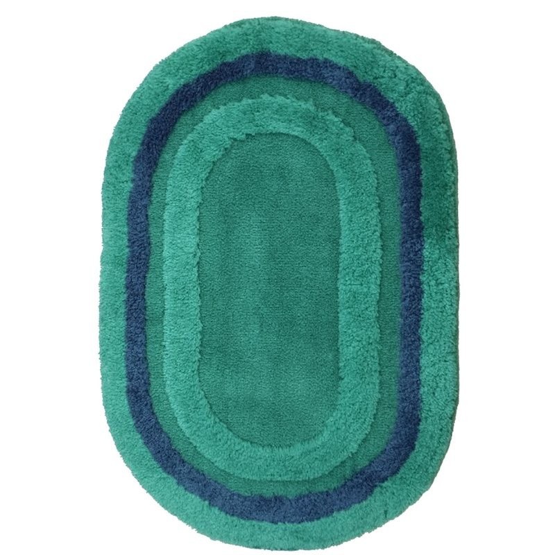 Tapis de bain ovale vert et bleu 60 x 90 cm Tapis de bain ovale vert et bleu 60 x 90 cm