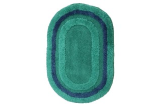 Tapis de bain ovale vert et bleu 60 x 90 cm