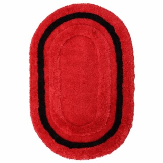 Tapis de bain rouge noir ovale 60 x 90 cm