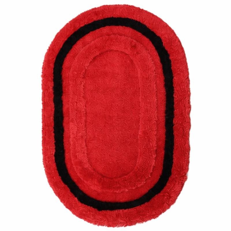 Bath mat red black oval 60 x 90 cm