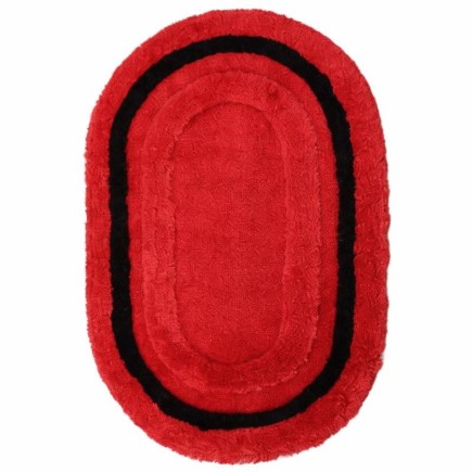 Tapis de bain rouge noir ovale 60 x 90 cm