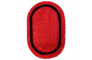 Tapis de bain rouge noir ovale 60 x 90 cm