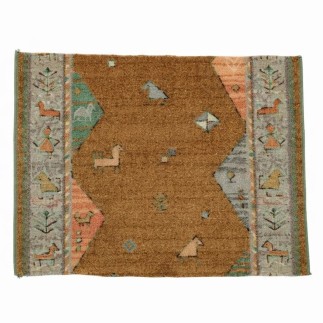 Matt gray green brown with drawing 62 x 79 cm