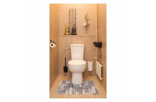 Toilet mat wood blue  65 x 50 cm