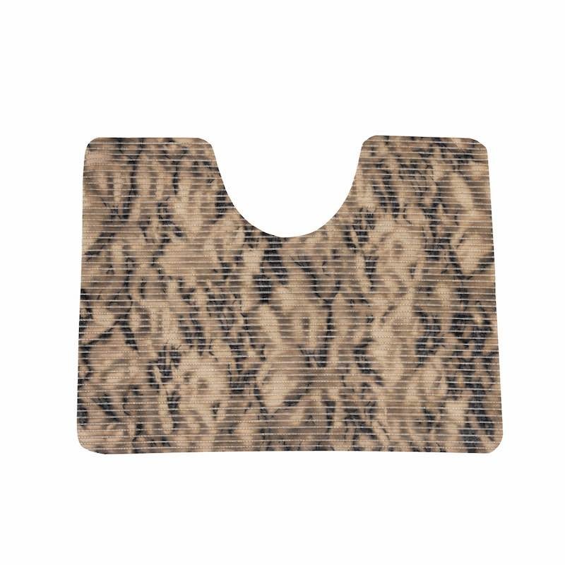 Tapis WC – Mousse avec Découpe, Imprimé Animalier Côtelé (65 × 50 cm)
