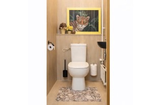Tapis WC – Mousse avec Découpe, Imprimé Animalier Côtelé (65 × 50 cm)