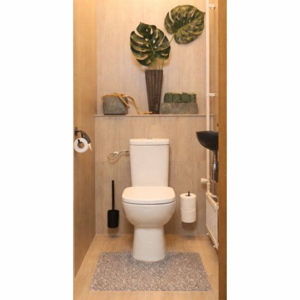 Tapis de toilette marron à texture côtelée – 65 × 50 cm