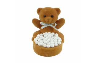 Decorative Teddy Bear with Rusk and Large Sugar Sprinkles – Blue Accent (H 6 × W 5 × D 7 cm)