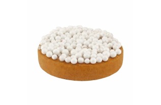 Biscotte Décorative avec Grosses Perles de Sucre Blanches – Décoration de Naissance (Ø 7 cm)