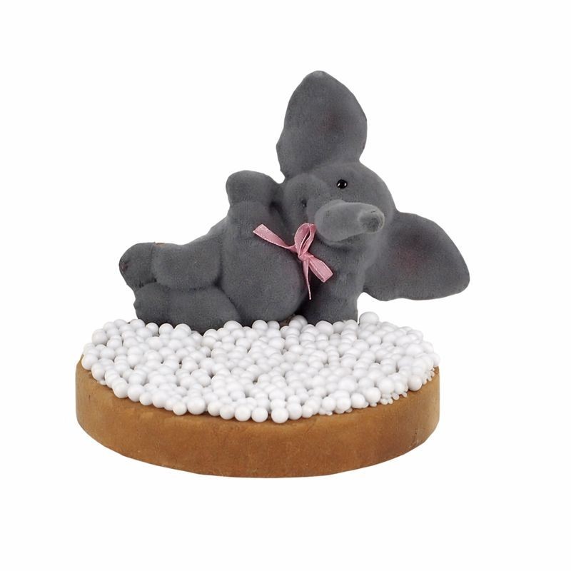 Éléphant Décoratif avec Biscotte et Grosses Perles de Sucre – Accent Naissance (env. 12 cm)