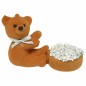Ours Décoratif avec Biscotte et Perles de Sucre Mixtes – Accent Bleu (H 6 × L 5 × P 7 cm)