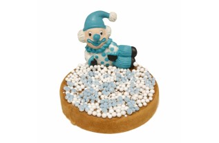Decoratieve Clown met Beschuit en Muisjes – Wit & Blauw (12 cm)