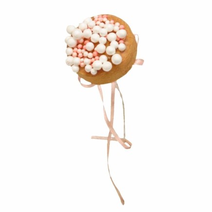 Rusk with Sugar Pearls and Bow White/Rose – Decorative Accessory (4 × 20 cm)