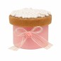 Boîte Biscotte Décorative avec Perles de Sucre et Nœud Blanc/Rose – Accessoire Naissance (7 × 6 cm)