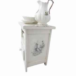 Table de Nuit avec Broc et Cuvette – Peinte avec Decoration Paint | Pièce Brocante Unique