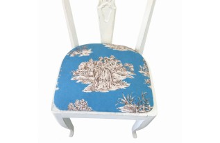Victorian Chair – Snow White with Toile de Jouy Seat