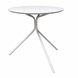 Round metal side table – painted in Casper Blue