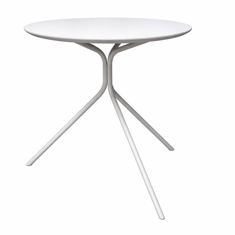 Round metal side table – painted in Casper Blue