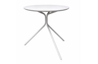 Round metal side table – painted in Casper Blue