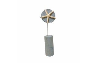 Étoile de mer sur bois peint en Casper Blue – objet décoratif 47 cm