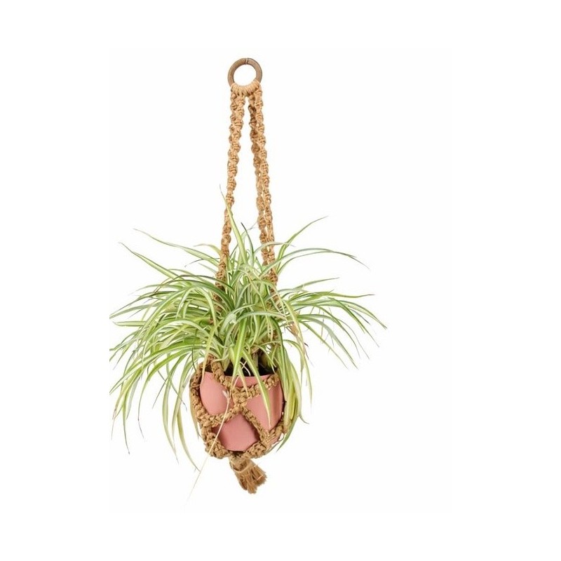 Macramé Plantenhanger “Iris” – Handgemaakt & Tijdloos | Lengte 75 cm