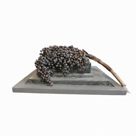 Socle Rustique avec Branche de Dattier – Objet Décoratif Authentique | L. 40 x H. 20 cm