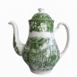 Vintage Theepot met Groen Dorpslandschap Klassieke Keramische Kunst