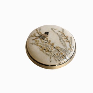 Vintage Koperen Sierpotje met Vogeldesign Elegante Decoratieve Accessoire