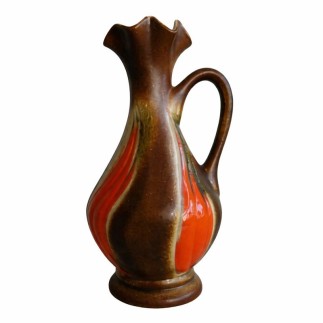 Vase Rétro en Céramique – Tons Bruns & Oranges Chaleureux | H 32 x L 16 cm