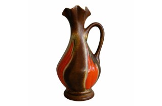 Retro Keramische Vaas – Warme Bruin- & Oranje Tinten | H 32 x B 16 cm