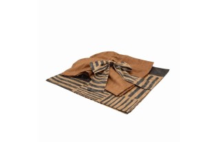 Ensemble fait main : Nappe rayée et nappe plissée avec nœud