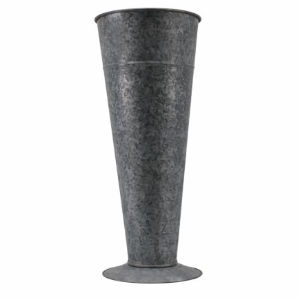 Robuuste Zinken Vaas met Voet – Tijdloos & Karaktervol