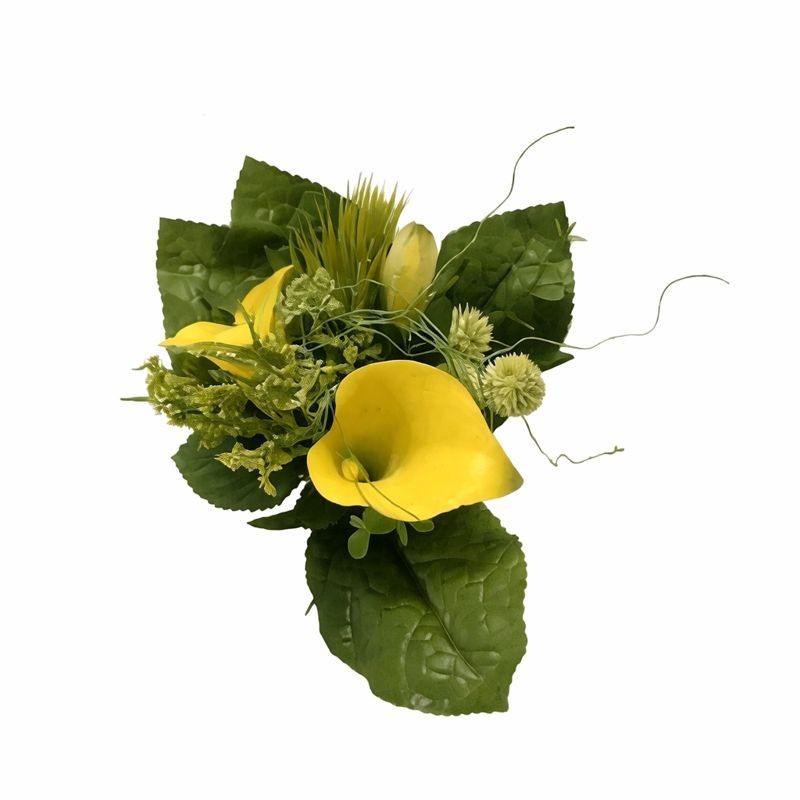 Small Silk Flower Bouquet with Yellow Calla – Fresh and Natural Accent