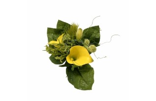 Petit Bouquet de Fleurs en Soie avec Calla Jaune – Accent Frais et Naturel