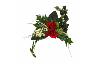 Bouquet de Fleurs en Soie Rouge – 30 cm