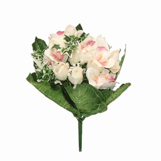 Zijde Bloemenboeket Wit & Roze – 40 cm