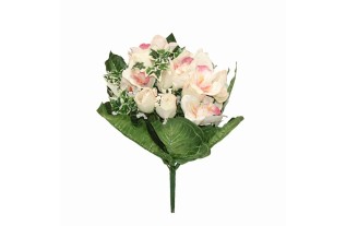 Bouquet de Fleurs en Soie Blanc & Rose – 40 cm