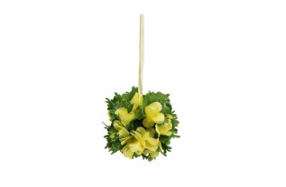 Decoratieve Gele Kunstbloemenbol met Lint – 25 × 14 cm