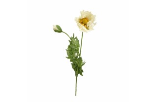Poppy with leaves – white – 75 cm