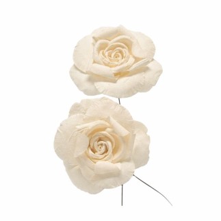 Roos van papier – ecru – 10 cm – 2 stuks