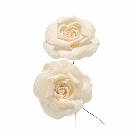 Roos van papier – ecru – 10 cm – 2 stuks