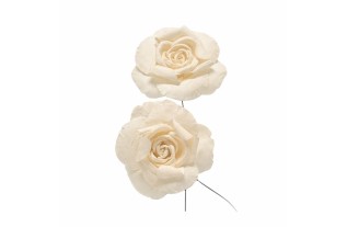 Rose en papier – écru – 10 cm – lot de 2