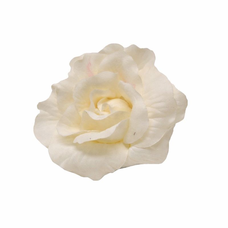Roos van zijde met klip – wit – 11 cm – 2 stuks